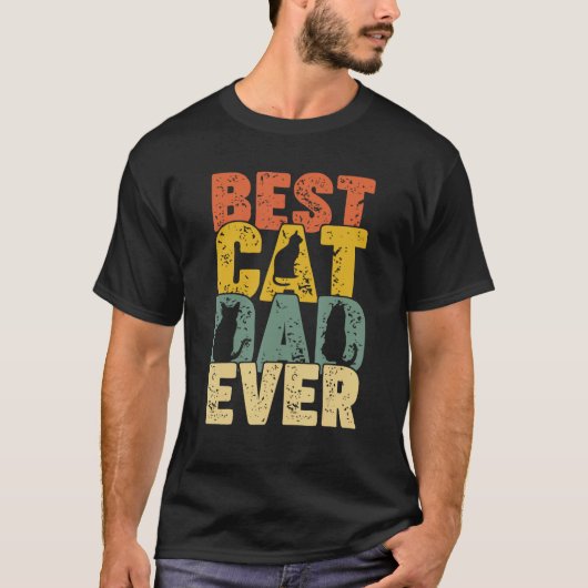 T-shirt Best Cat Dad Ever Retro Dad Cat (Devant)