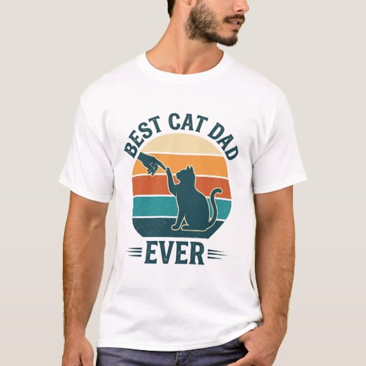 T-shirt Best Cat Dad Ever Vintage Cat Shirt Design_1 (Devant)