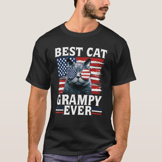 T-shirt Best Cat Grampy Ever American Flag Patriotic 4th O (Devant)