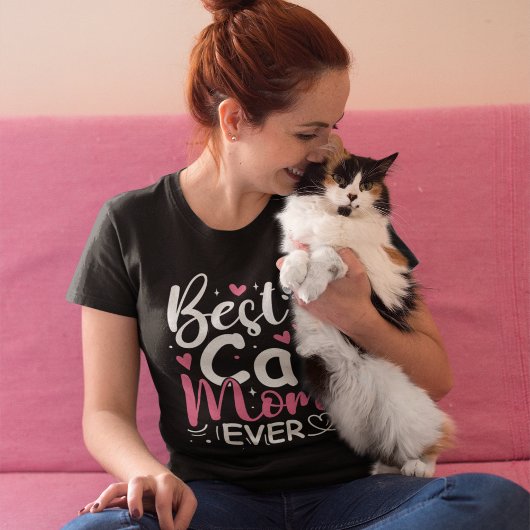 T-shirt Best Cat Mom Ever - Cute Typography Cat