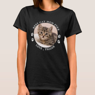 T-shirt Best Cat Mom Ever Paw Prints Custom Cute Pet Photo