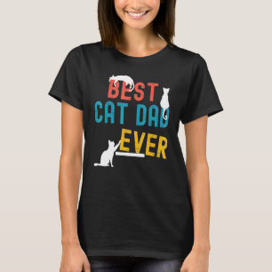 T-shirt Best Cat Papa Retro Fête des pères Vintage Tee Dad