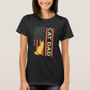 T-shirt Best Cat Papa Vintage American Flag Fête des pères