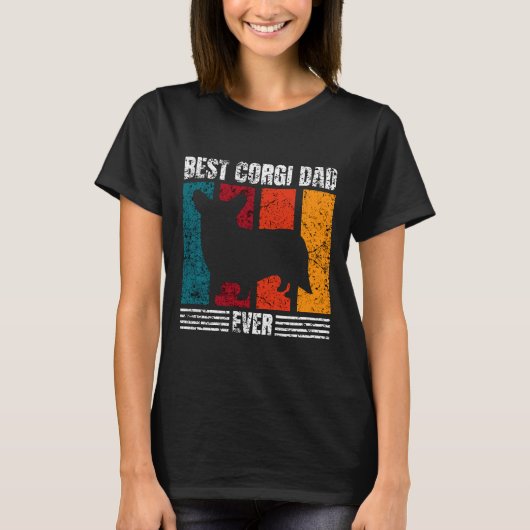 T-shirt Best Corgi Dad Ever Distressed (Devant)