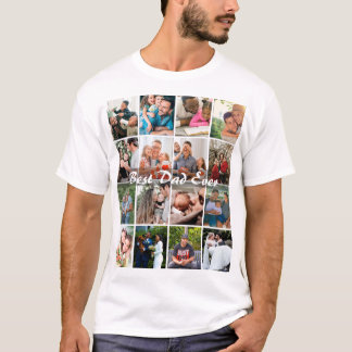 T-shirt Best Dad Ever 16 Photo Collage Personalized Father