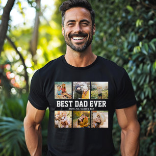 T-shirt BEST DAD EVER 6 Photo Collage Cool Fête des père