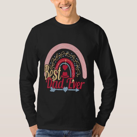 T-shirt Best Dad Ever Rainbow Daddy Papa Father s Day 2023 (Devant)