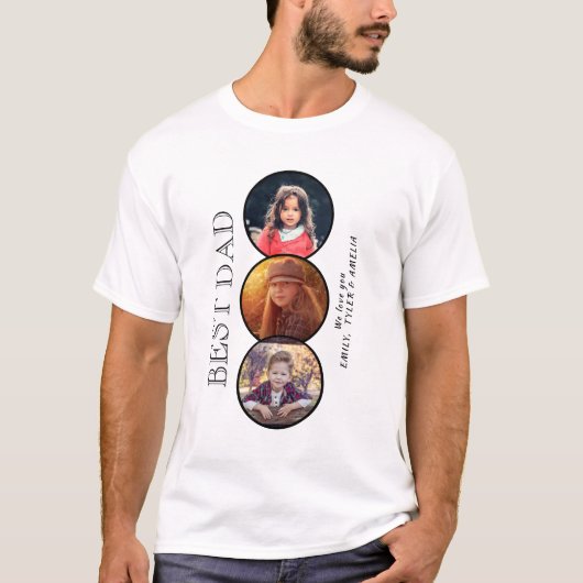 T-shirt Best Dad Father`s Day 3 Oval Photo Collage (Devant)