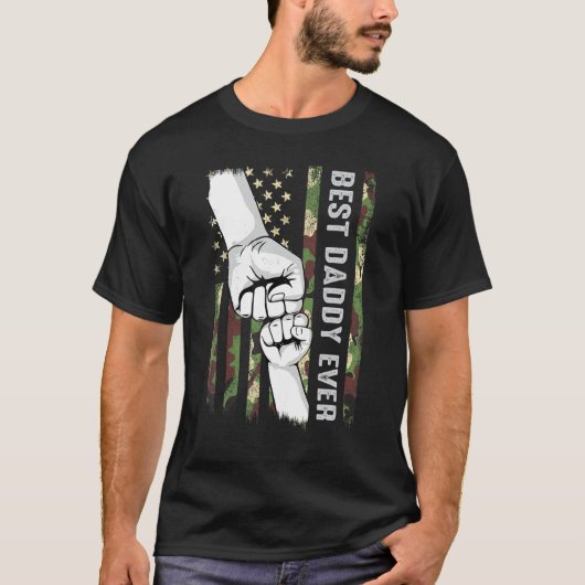 T-shirt Best Daddy Ever Fist Pump With US American Flag Fa (Devant)
