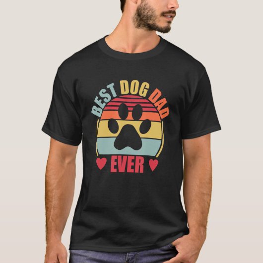 T-shirt Best Dog Dad Ever  Retro Dog Paw (Devant)