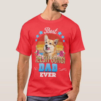 T-shirt Best Dog Dad Ever Welsh Corgi Floral Retro Father