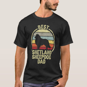 T-shirt Best Dog Père Papa - Vintage Sheltie Shetland She