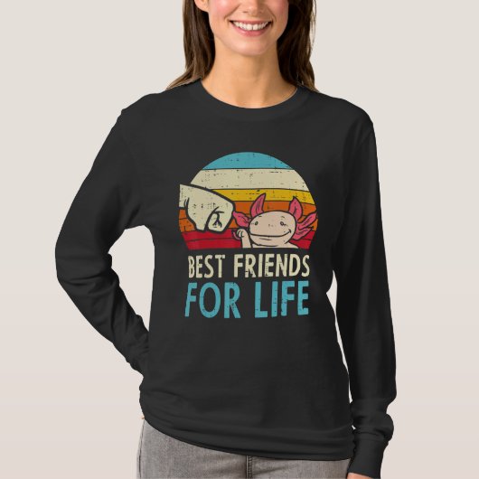 T-shirt Best Friends For Life Axolotl Fist Bump Retro Boys (Devant)