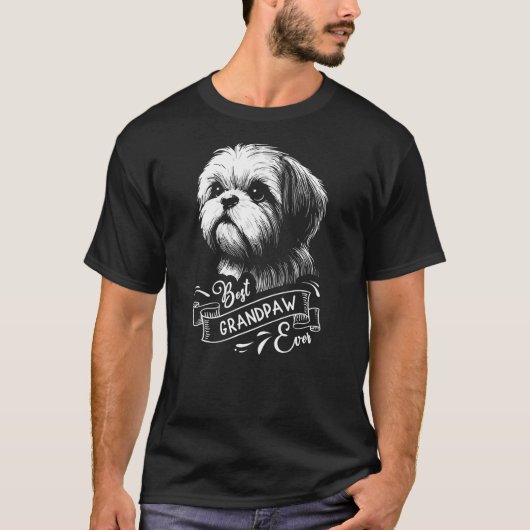 T-shirt Best Grandpaw Ever Shih Tzu Dog Grandpa (Devant)