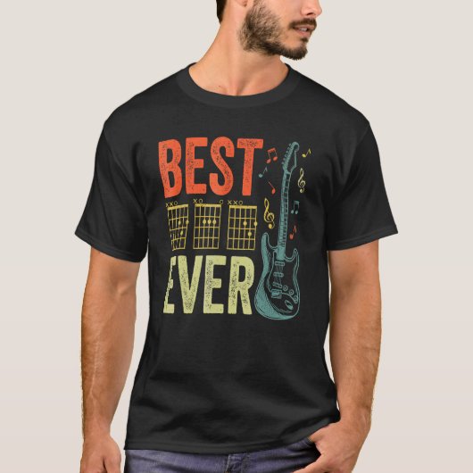 T-shirt Best Guitar Dad Ever Chords Best Dad Guitar Guitar (Devant)