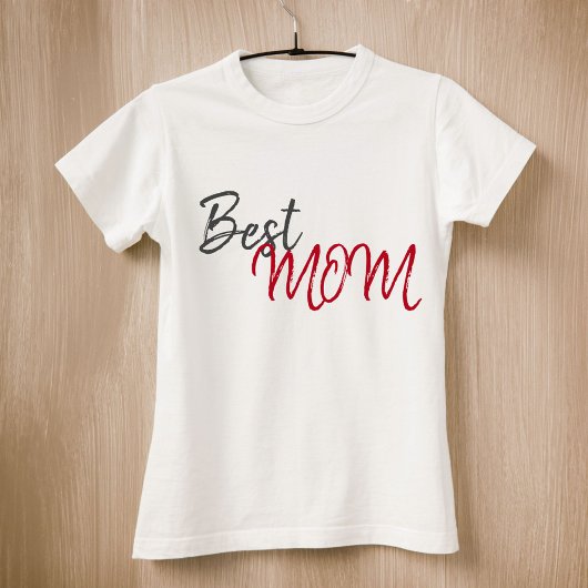 T-shirt Best Mom Red Script Simple Mother`Day