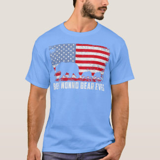 T-shirt Best Nonno Bear Ever USA American Flag Father's Da