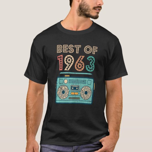 T-shirt Best Of 1963 59e Anniversaire Cassette Retro Vinta (Devant)