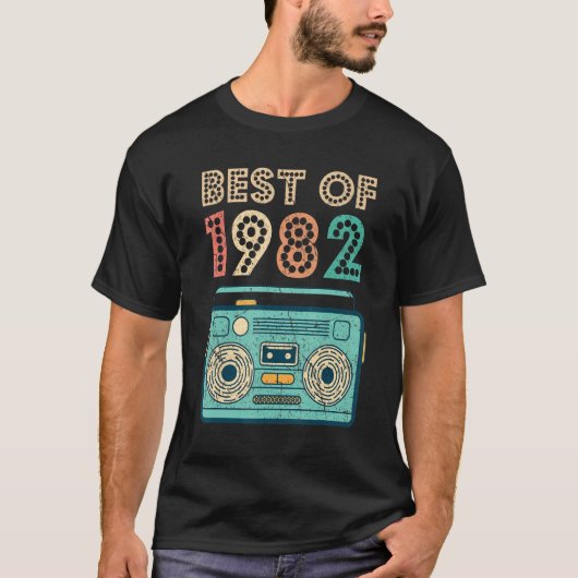 T-shirt Best Of 1982 40e Anniversaire Cassette Retro Vinta (Devant)
