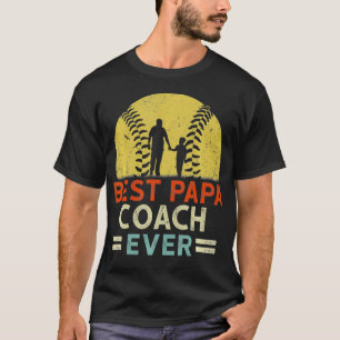 T-shirt Best Papa Coach Jamais Retro Baseball Softball Pap