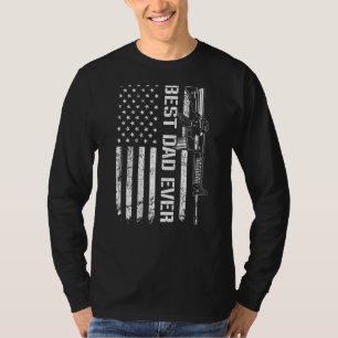 T-shirt Best Papa Ever Pro Gun Usa Fête des pères Drapeau 
