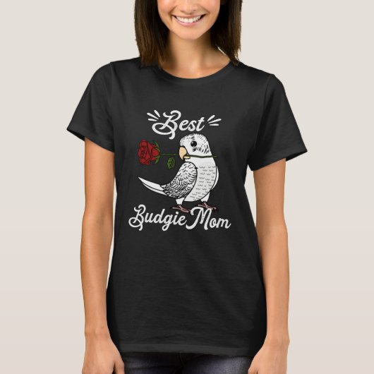 T-shirt Best Parrot Mom I White Budgie Budgerigar (Devant)