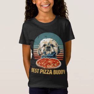 T-Shirt Best Pizza Buddy - Sweet Shih Tzu aime Pizza avec