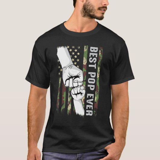 T-shirt Best Pop Ever Fist Pump With US American Flag Fath (Devant)
