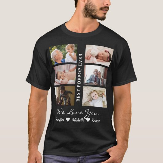 T-shirt Best Poppop Ever Custom Photos Grandchildren Name (Devant)