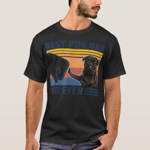 T-shirt Best Pug Dad Ever Black Version Vintage Father Da