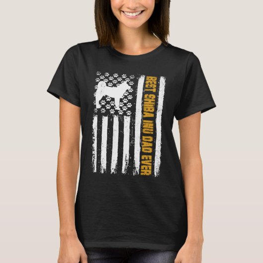 T-shirt Best Shiba Inu Dog Dad Ever American Flag (Devant)