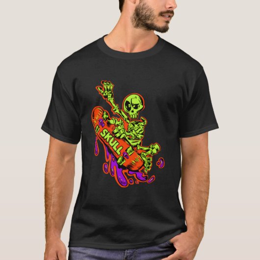 T-shirt Best Skateboarding Skeleton Punk Skateboard (Devant)