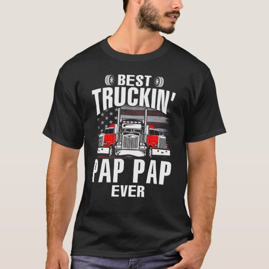 T-shirt Best Truckin' PAP PAP Ever USA Flag Father's Day (Devant)