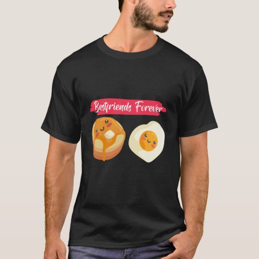 T-shirt Bestfriends Forever Pancakes And Eggs Breakfast Pa (Devant)