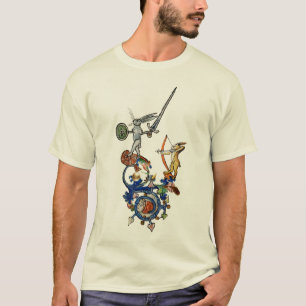 T-shirt BESTIAIRE MÉDIÉVAL, Lapins meurtriers avec épée