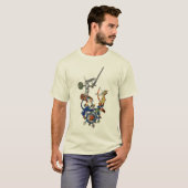 T-shirt BESTIAIRE MÉDIÉVAL, Lapins meurtriers avec épée (Devant entier)