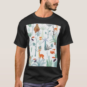 T-shirt Bêtes : gribouillis de forêt tropicale.