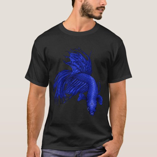T-shirt Betta Crowntail bleu (Devant)