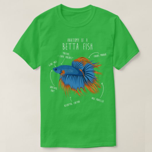 T-shirt Betta Fish Siamese Lutter Poisson Anatomie 1 (Design devant)