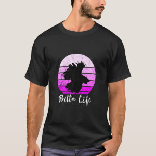 T-shirt Betta Life Siamese Combattre Poisson Retro Sunset 