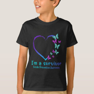 T-shirt Beurre Coeur Je Suis Survivant Suicide Prévention