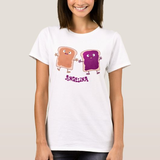 T-shirt Beurre d'arachide mignonne et caricature sandwich (Devant)