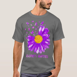 T-shirt Beurre de marguerite violet Ruban d'Alzheimer Laur