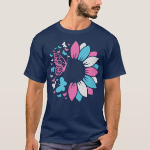 T-shirt Beurre de tournesol transgenre Pink bleu Wh