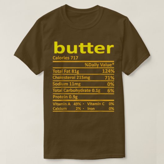 T-shirt Beurre Nutrition Drôle Thanksgiving Costume Alimen (Design devant)