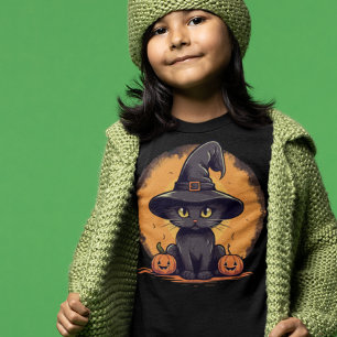 T-Shirt Bewitching Kitten Chat dans le Casquette d'Hallowe