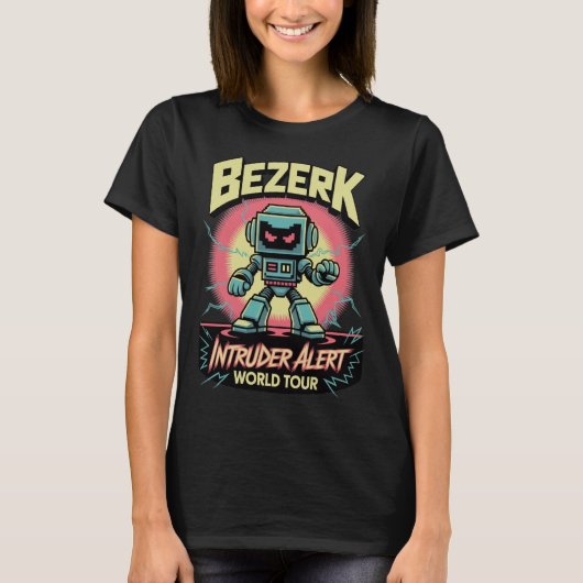T-shirt Bezerk Intruder Alert World Tour Retro Arcade  (Devant)