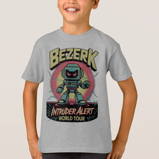 T-shirt Bezerk Intruder Alert World Tour Retro Arcade  (Devant)