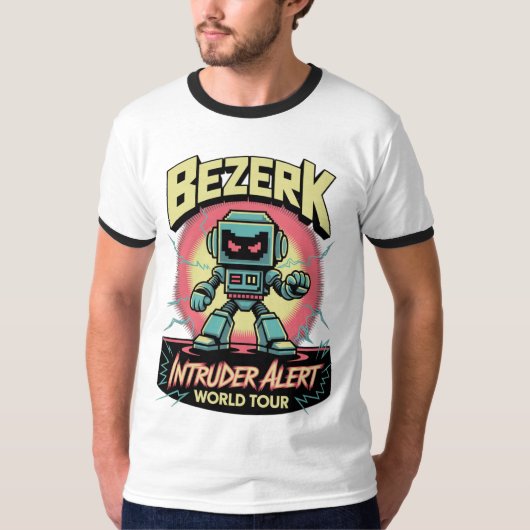 T-shirt Bezerk Intruder Alert World Tour Retro Arcade (Devant)