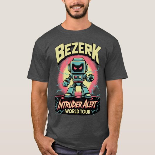 T-shirt Bezerk Intruder Alert World Tour Retro Arcade (Devant)